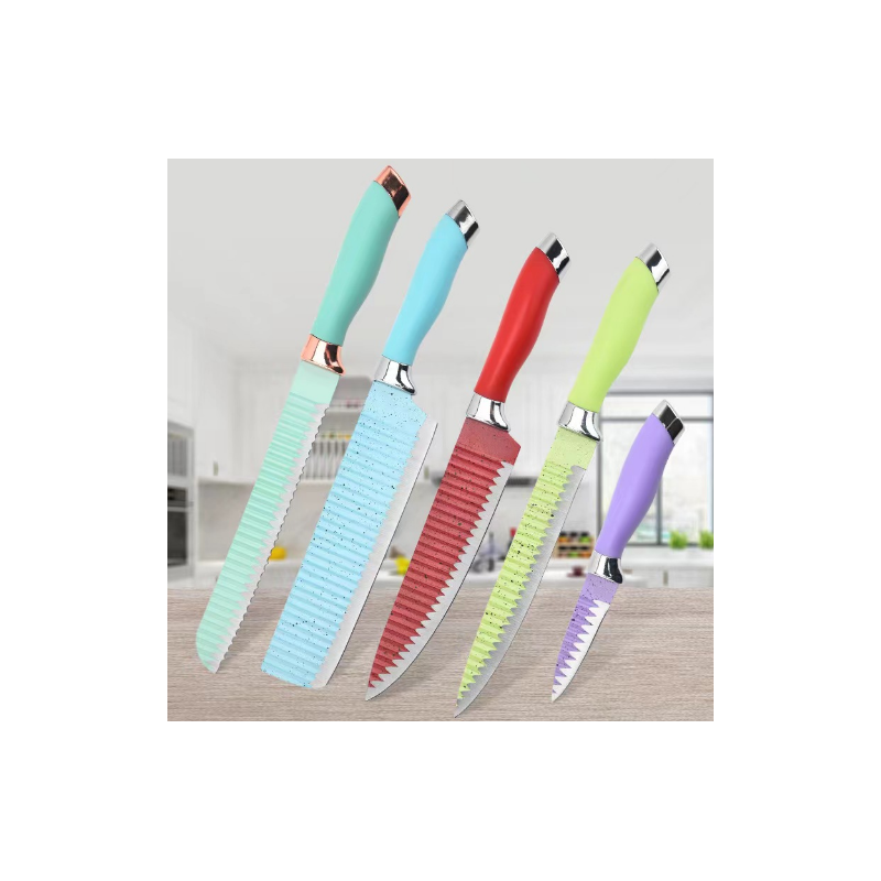 5 pcs knife set with non-stick coating blade图3
