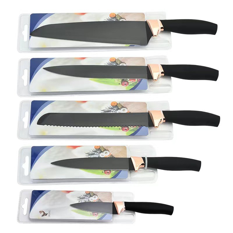 5pc non-stick coating knife set with golden plating handle图4