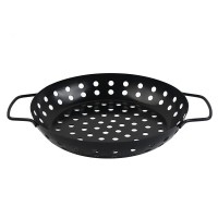 Carbon steel round BBQ grill tray non-stick household multi-purpose vegetable barbecue blue outdoor 