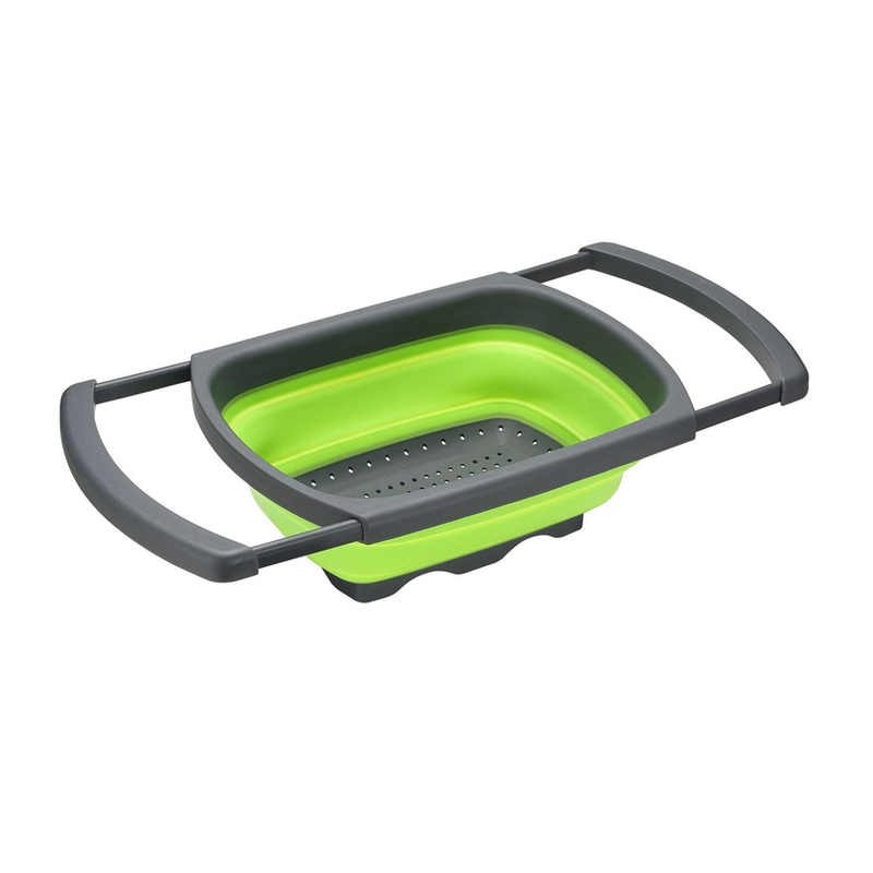 Kitchen Silicone Collapsible Vegetable Tools Strainer Plastic Colander with Extendable Handles图5