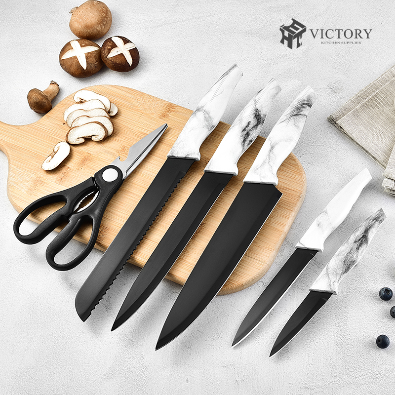 7 in 1 quality kitchen knives wholesale stainless steel kitchen knife set with plastic knife block图2