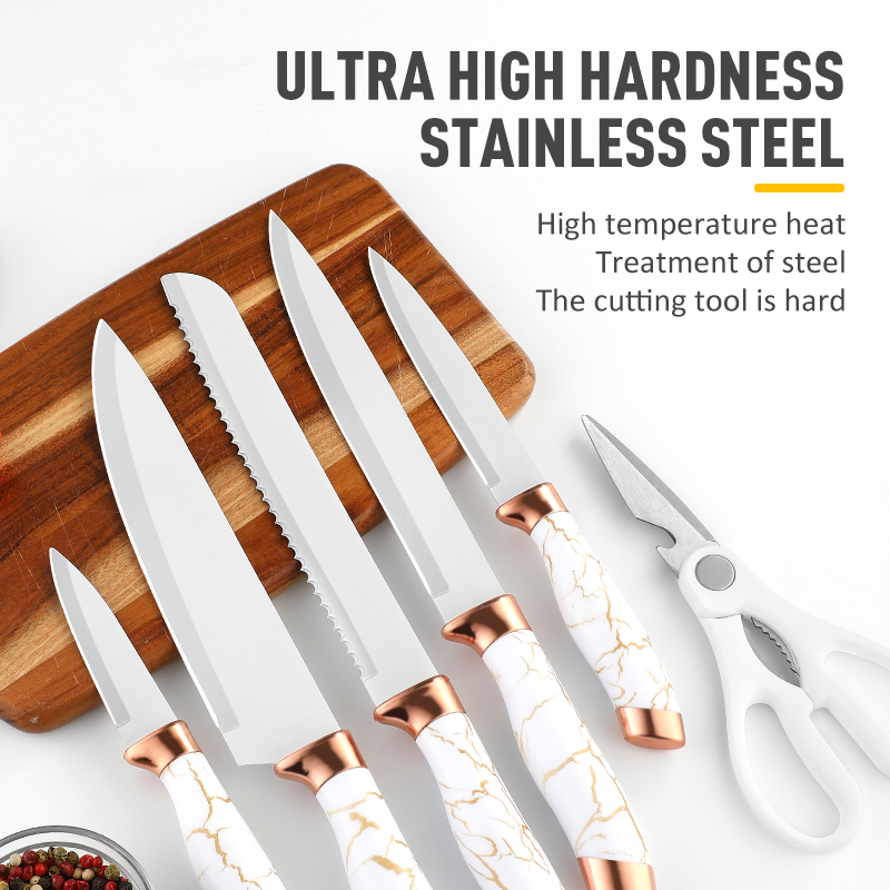 Nordic marble handle kitchen knife accessory kitchen knives stainless steel kitchen knife set with a图4