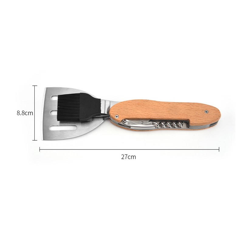 Multifunction BBQ grill tools, spatula, silicone Basting Brush, Fork, Wine Cork Screw and Jar Opener图3
