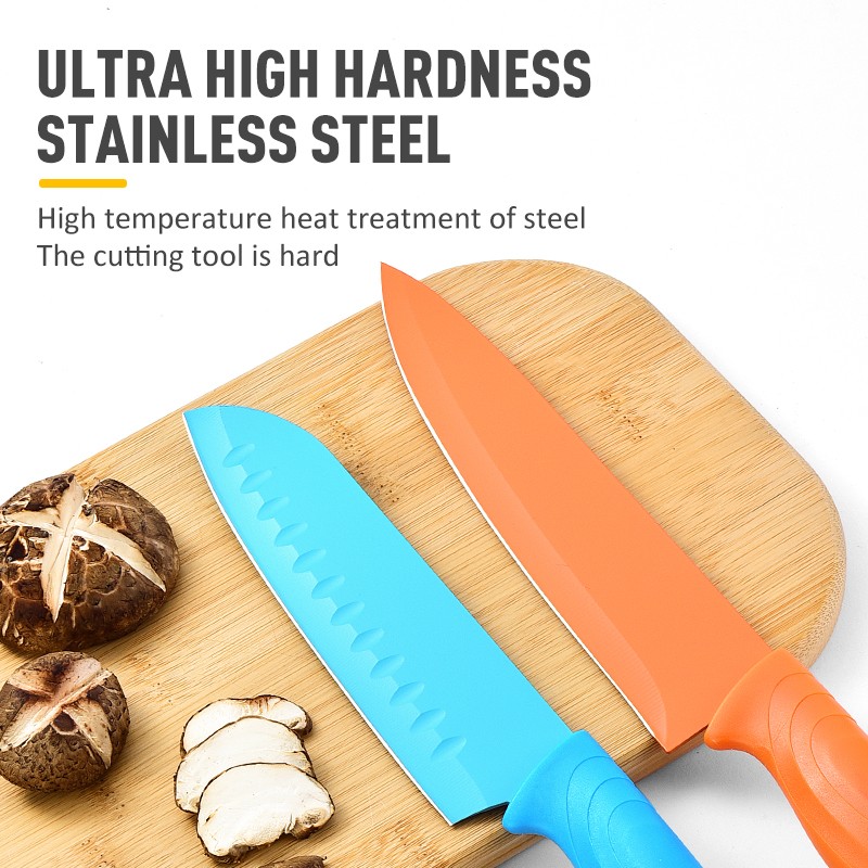 Whole Sale Kitchen King Knife Chef Set Colorful 7 inch Santoku Kitchen Knives Accessories Set图4