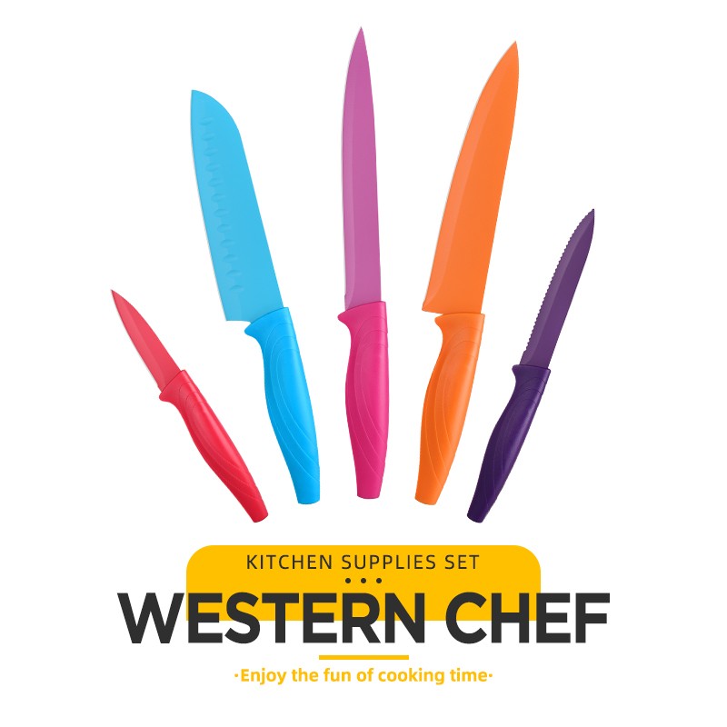 Whole Sale Kitchen King Knife Chef Set Colorful 7 inch Santoku Kitchen Knives Accessories Set图6
