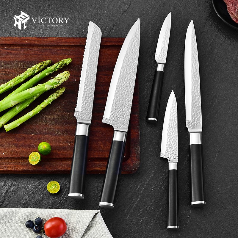 New Arrival Kitchen Knife Sets Stainless Steel Hammer Blade Chef Knife Japanese Set With Bag图2