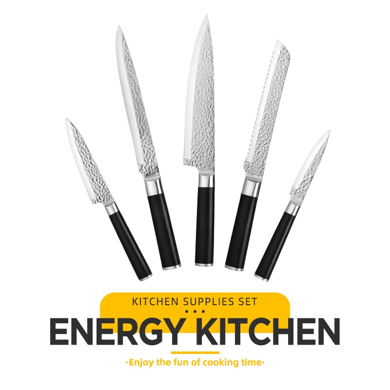 New Arrival Kitchen Knife Sets Stainless Steel Hammer Blade Chef Knife Japanese Set With Bag图7