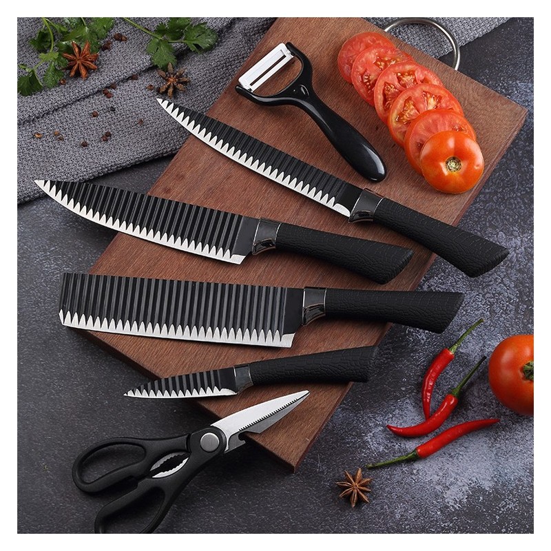 Wholesale Premium Quality 6- pcs Stainless Steel Kitchen Knives With Holder Kitchen Knife Set图2