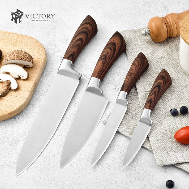 Custom Logo 5pcs Stainless Steel Hollow Handle Chef Knives High Quality Kitchen Knife Gift Set图2