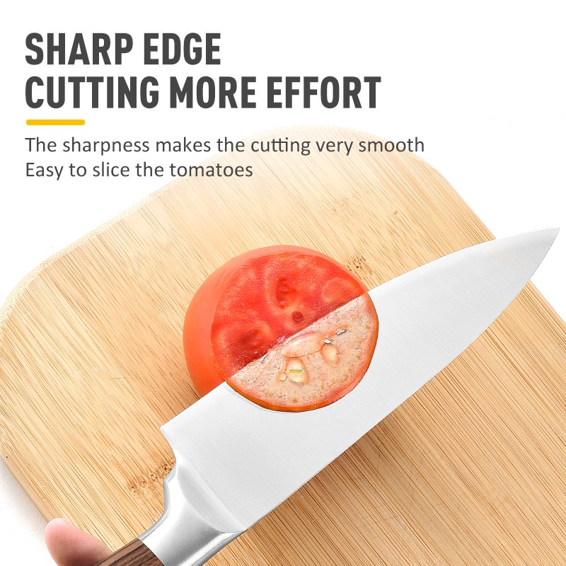 Custom Logo 5pcs Stainless Steel Hollow Handle Chef Knives High Quality Kitchen Knife Gift Set图5