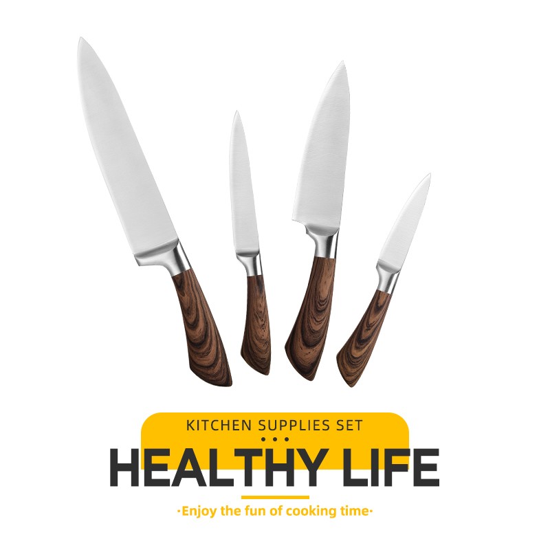Custom Logo 5pcs Stainless Steel Hollow Handle Chef Knives High Quality Kitchen Knife Gift Set图9