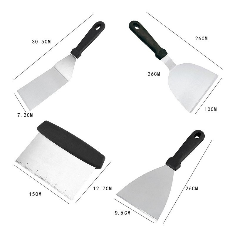 Wholesale hot sale stainless steel spatula turner set scraper barbecue grill barbecue tool set图4