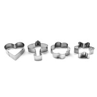 Jianhong 4Pcs Cookie Cutters Set for Baking Stainless Steel Metal Molds Cutters