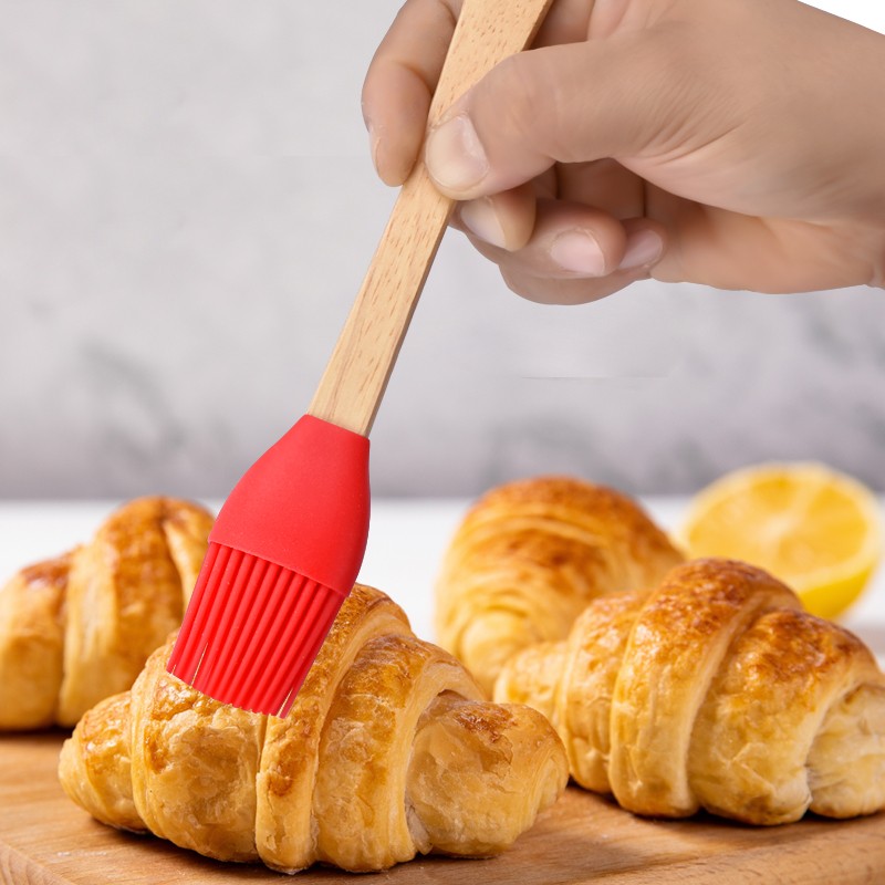 Custom New 5PCS Bamboo Handle Silicone Mini Kitchen Cooking Baking Spatula Set For Kids图7