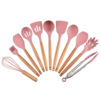 2020 Hot Sale 12 Piece Wood Handle Rubber Silicone Spatulas Accessories Cooking Tools Set Kitchen Ut