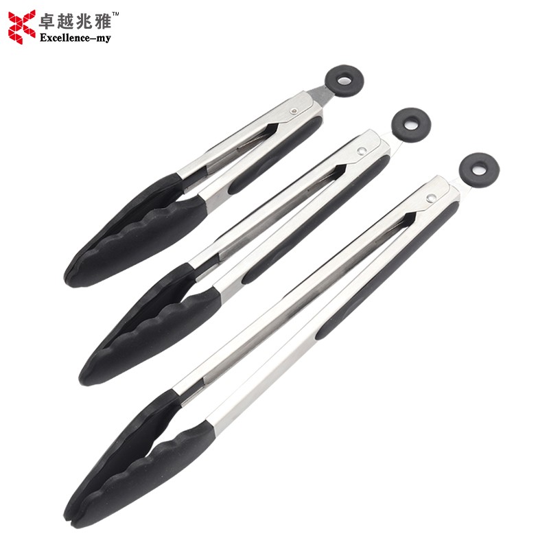 Pack of 3 Stainless Steel BBQ Grill Tongs Silicone Cooking Tongs图4