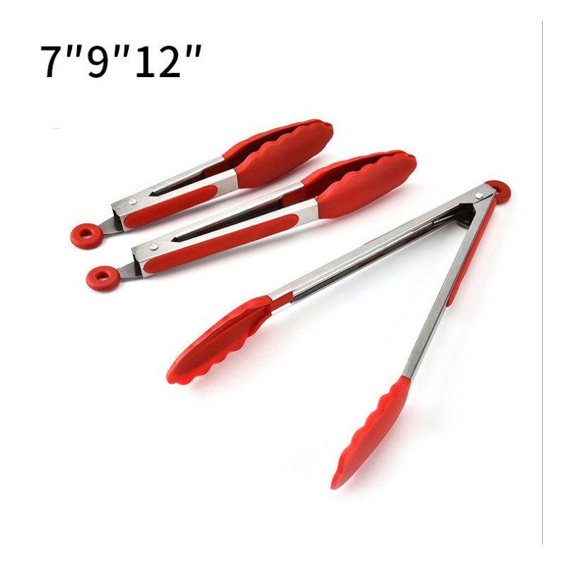 Pack of 3 Stainless Steel BBQ Grill Tongs Silicone Cooking Tongs图5