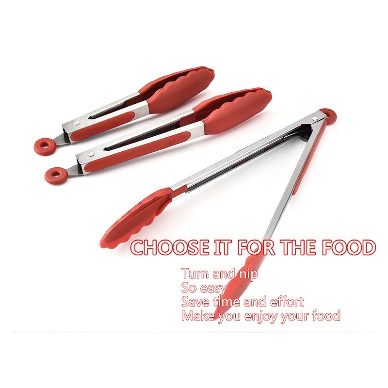 Pack of 3 Stainless Steel BBQ Grill Tongs Silicone Cooking Tongs图9
