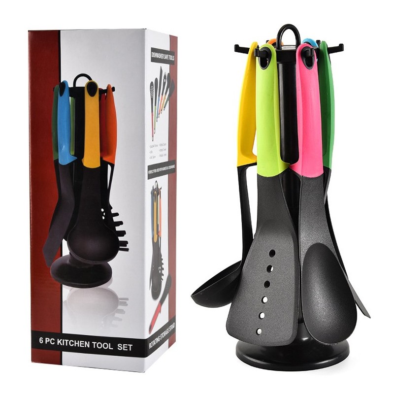 Hot Sale 7 Pieces Colorful Non Slip Silica Gel handle Nylon Kitchen Cookware Tools Set图6