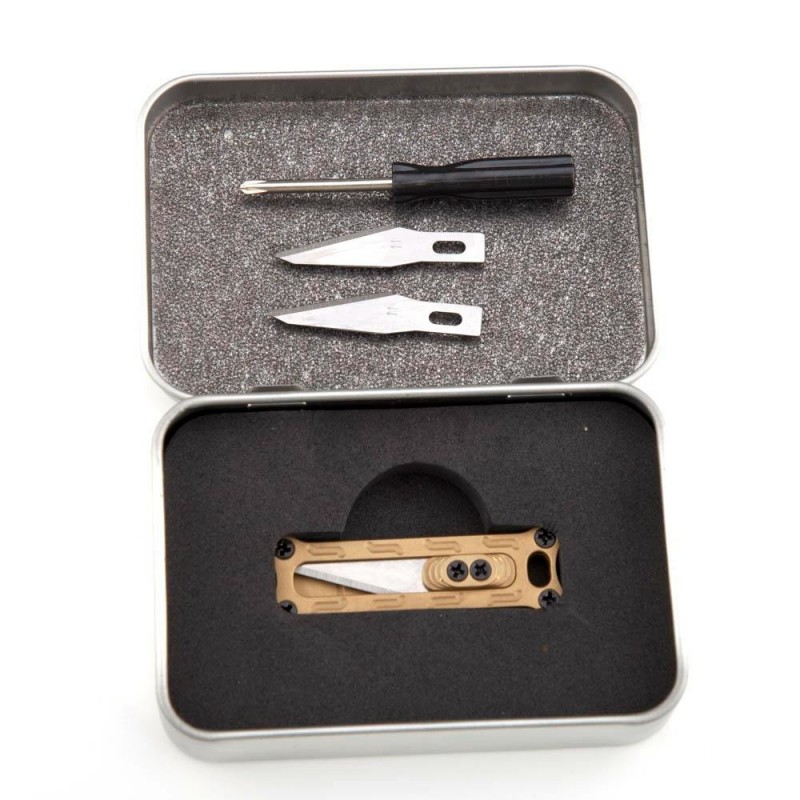 Brass or Titanium-alloy Daily Mini Pocket Utility Knife with 10 Replaceable Blades and Screwdriver图5