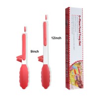 Hot sale Highly Durable 9 inch 12 inch stainless steel BBQ tongs and silicone tong set