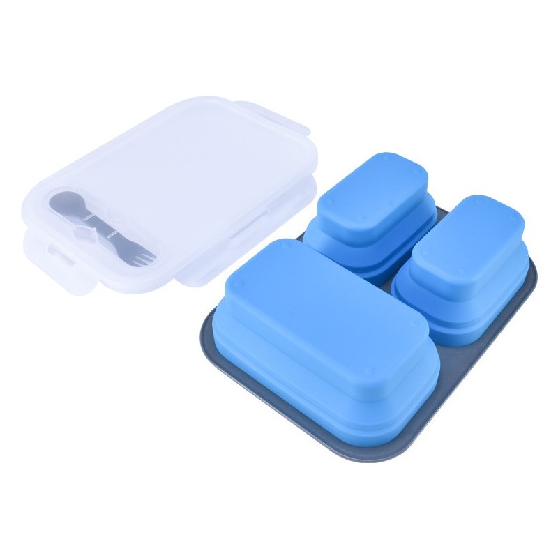 Food Grade Leakproof Portable 3 Compartment Foldable Silicone 1100ml Lunch Box图5