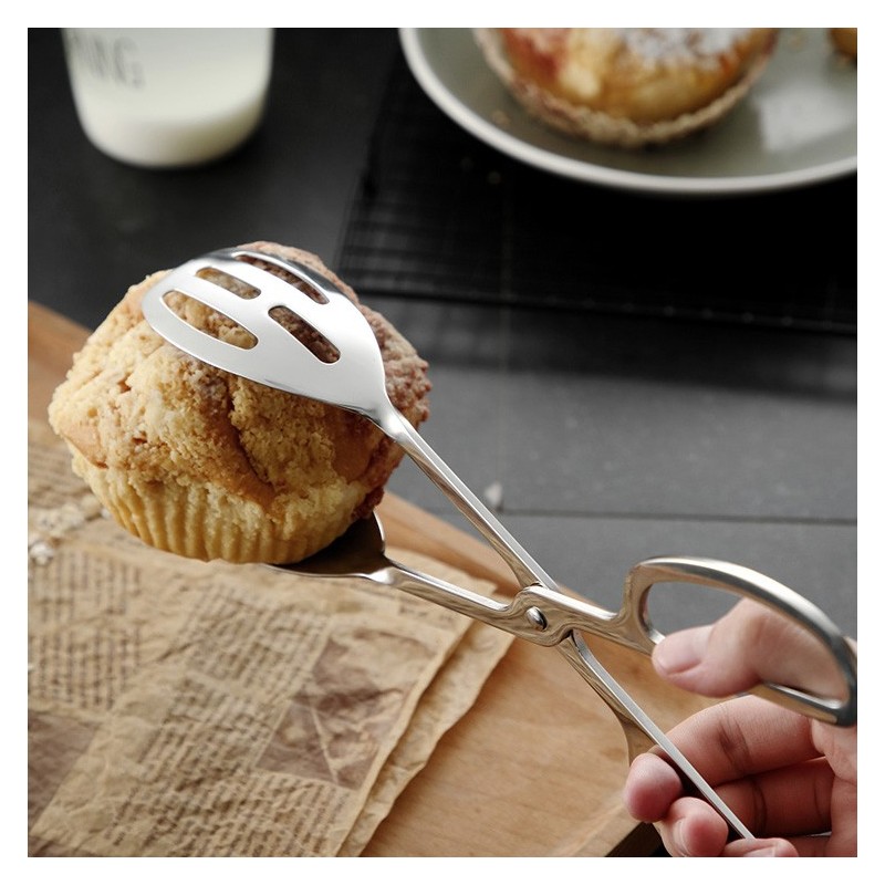 Hot sale wholesale stainless steel bakery steak barbecue scissors bread tongs图2