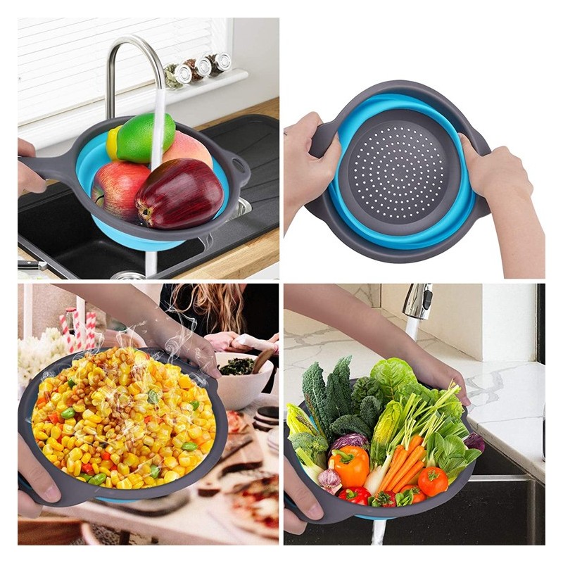 Collapsible Colander Strainer with Extendable Handles for Draining Colander Collapsible Colanders & 图4
