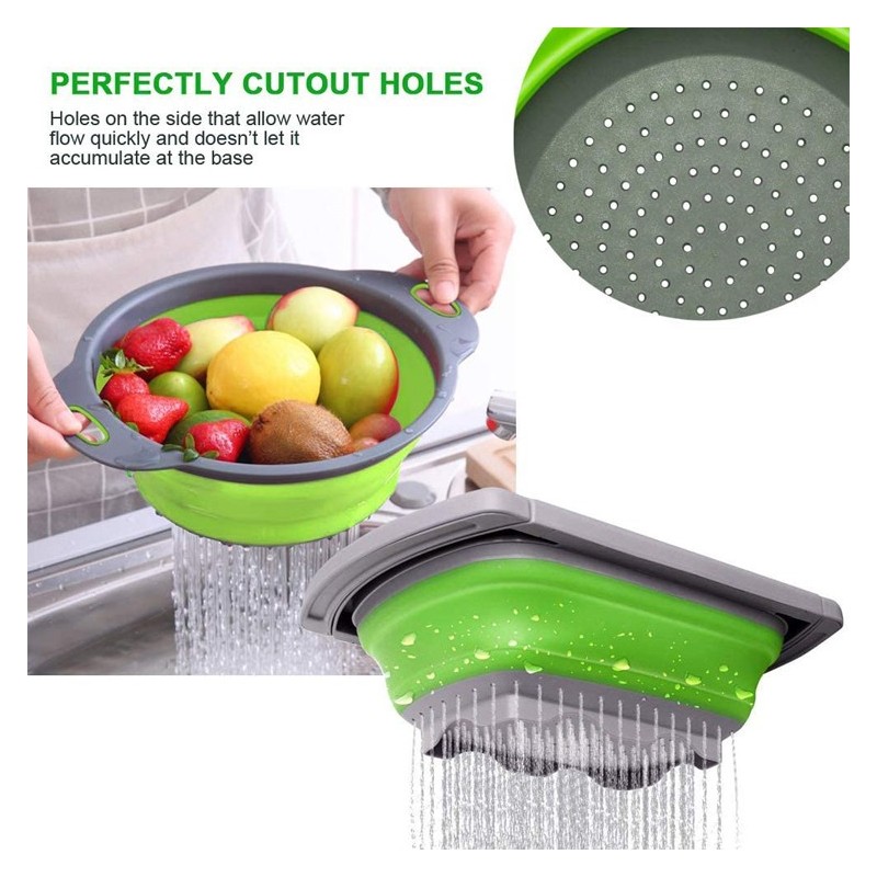 Vegetable Colander With Extendable Thickened Handles & Measuring Cups and Spoon set, Folding Straine图7