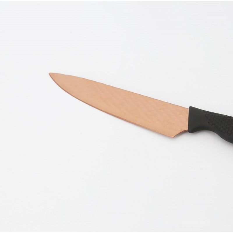 5pcs fancy knife set with rose gold painting in diamond pattern图2