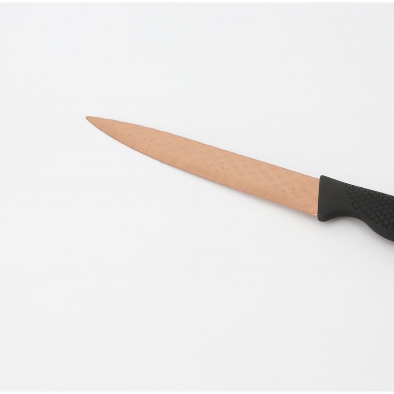 5pcs fancy knife set with rose gold painting in diamond pattern图3