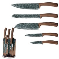 6pcs hot selling kitchen knife set with marble coating with acrylic stand