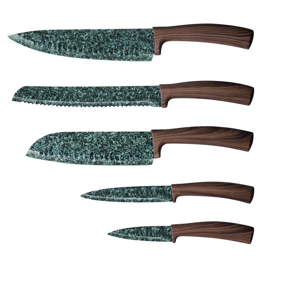 6pcs hot selling kitchen knife set with marble coating with acrylic stand图3