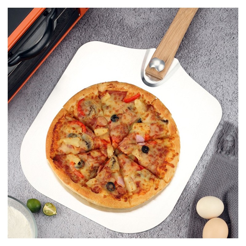 Hot sell Pizza peel shovel pizza spatula Aluminum Metal Pizza Paddle with Foldable Wooden Handle图3