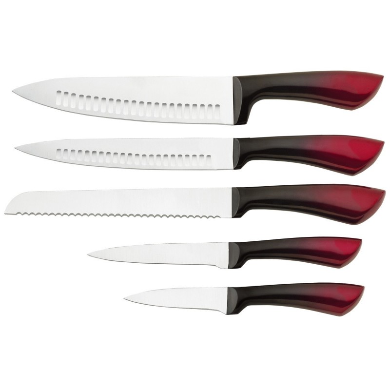 6pcs hot selling hollow handle knife set with gradient color with stand图2