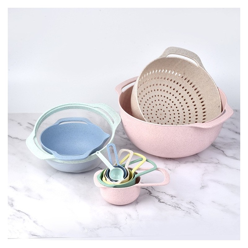 Hot selling high quality stackable 10PCS wheat straw plastic baking tool measuring spoon图2