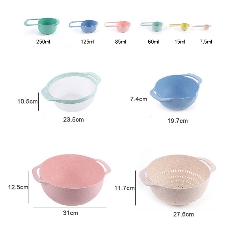 Hot selling high quality stackable 10PCS wheat straw plastic baking tool measuring spoon图3