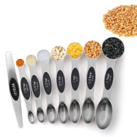 Amazon best selling baking kit 8 pcs Double Ended Stainless Steel Magnetic Measuring Spoons Set