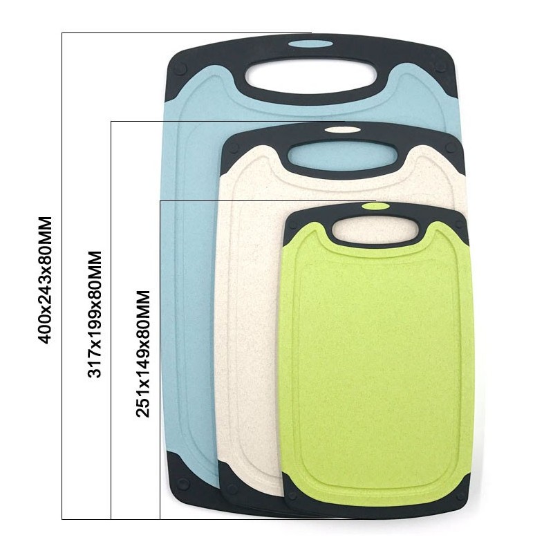 Amazon hot selling different color eco-friendly kitchen wheat straw 3pcs chopping board set图5
