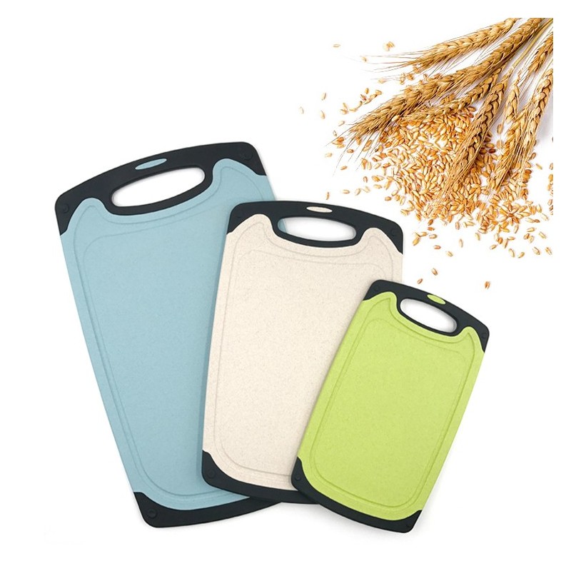 Amazon hot selling different color eco-friendly kitchen wheat straw 3pcs chopping board set图6