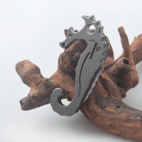 Titanium 3-in-1 EDC Small Knife, Includes Folding Blade, Bottle Opener and Keyring
