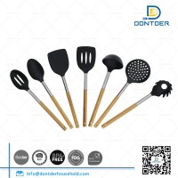 D00002 Nylon Kitchen Utensil Set with Beech Wood Handle