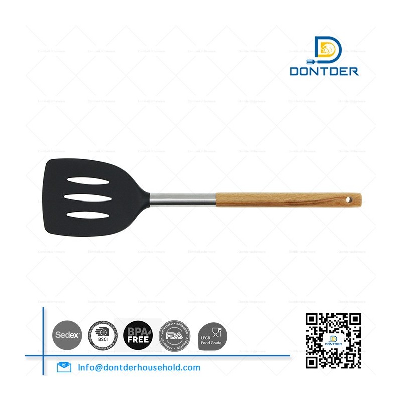 D00002 Nylon Kitchen Utensil Set with Beech Wood Handle图4