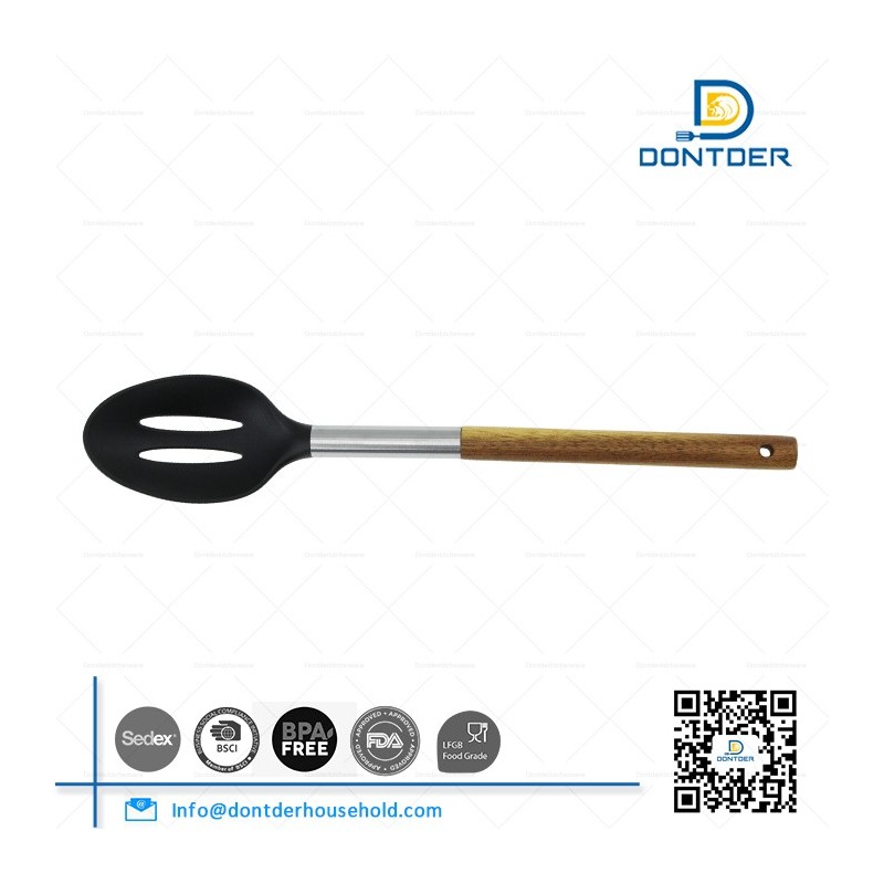 D00002 Nylon Kitchen Utensil Set with Beech Wood Handle图5