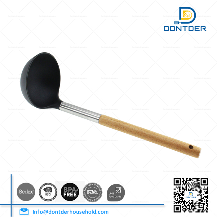 D00009 Nylon Ladle with Beech Wood Handle