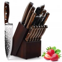 Amazon hot Damascus Stainless Steel Kitchen Knife Set for chefs Knives with Solid wood handles