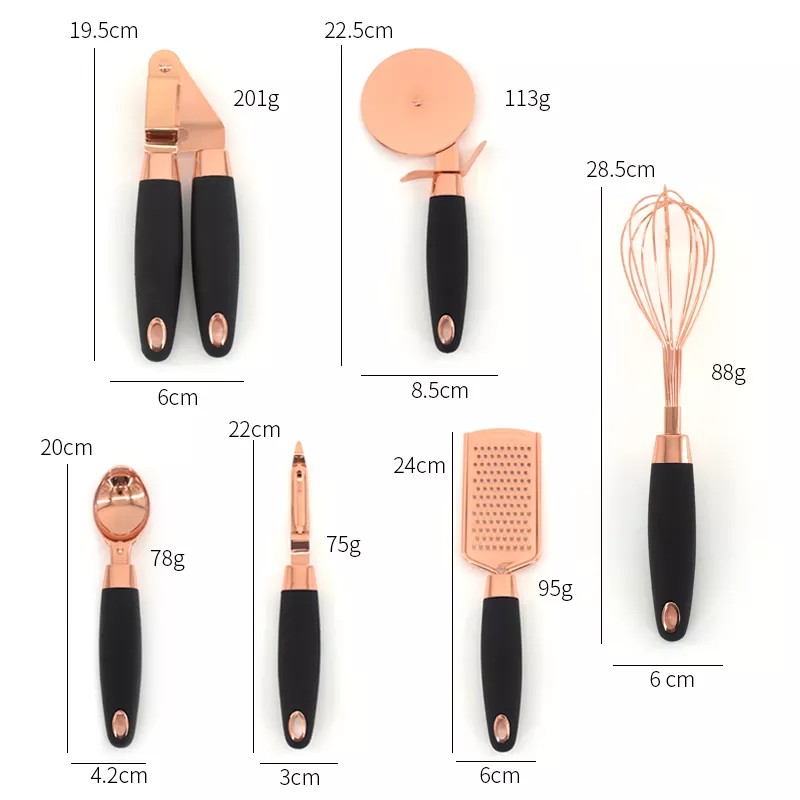 6 Pcs Rose Gold Kitchen Tool Set Kitchen Accessories Gadget Set Copper Coated Stainless Steel gadget图2