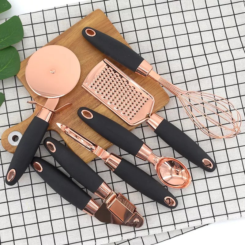6 Pcs Rose Gold Kitchen Tool Set Kitchen Accessories Gadget Set Copper Coated Stainless Steel gadget图3