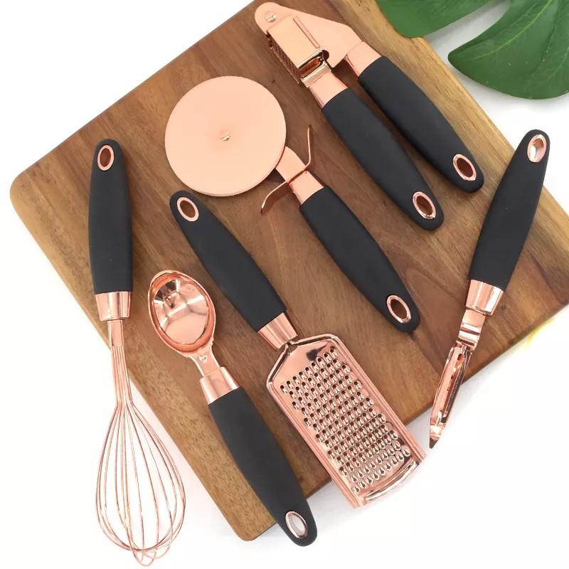 6 Pcs Rose Gold Kitchen Tool Set Kitchen Accessories Gadget Set Copper Coated Stainless Steel gadget图5