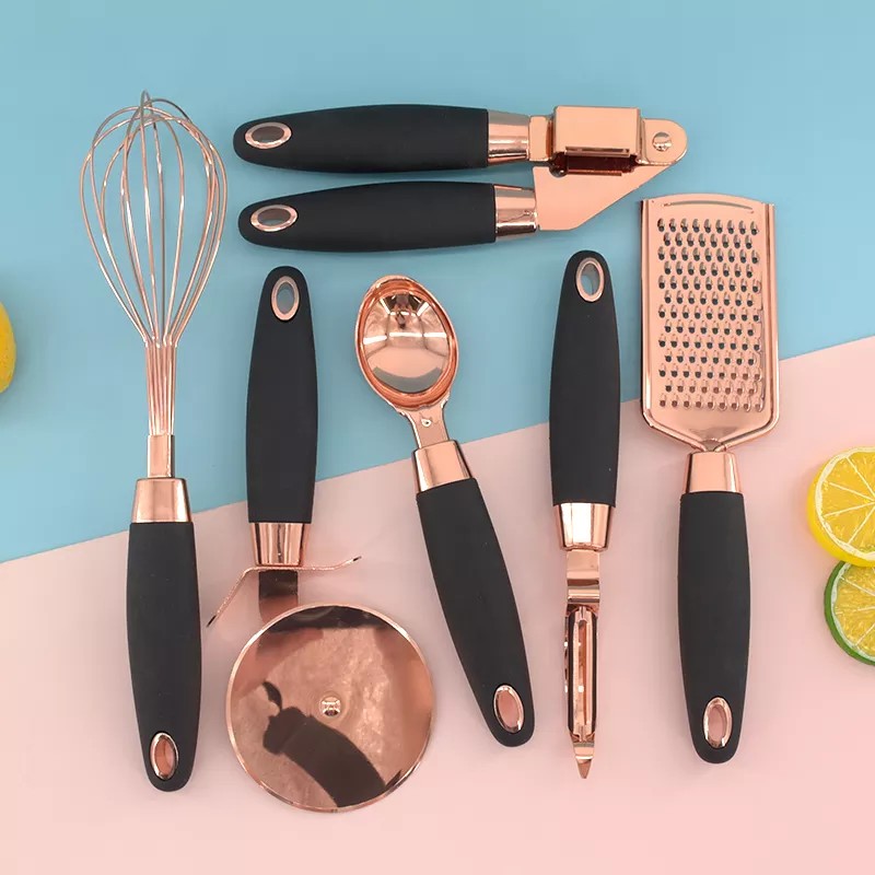 6 Pcs Rose Gold Kitchen Tool Set Kitchen Accessories Gadget Set Copper Coated Stainless Steel gadget图6
